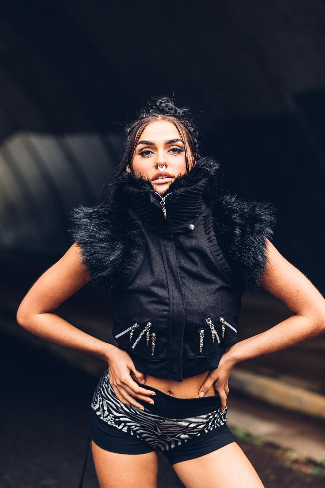 Nova Vest { Women's Crop Vest { Winter Vest [ Cotton Twill Vest { Fur Vest { Faux Fur Vest