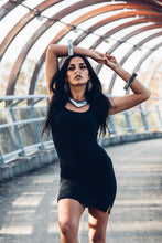 Load image into Gallery viewer, Nia Racer Dress ] Black Mini Dress ] Black Racer Dress } Modal Mini Dress [ Little Black Dress