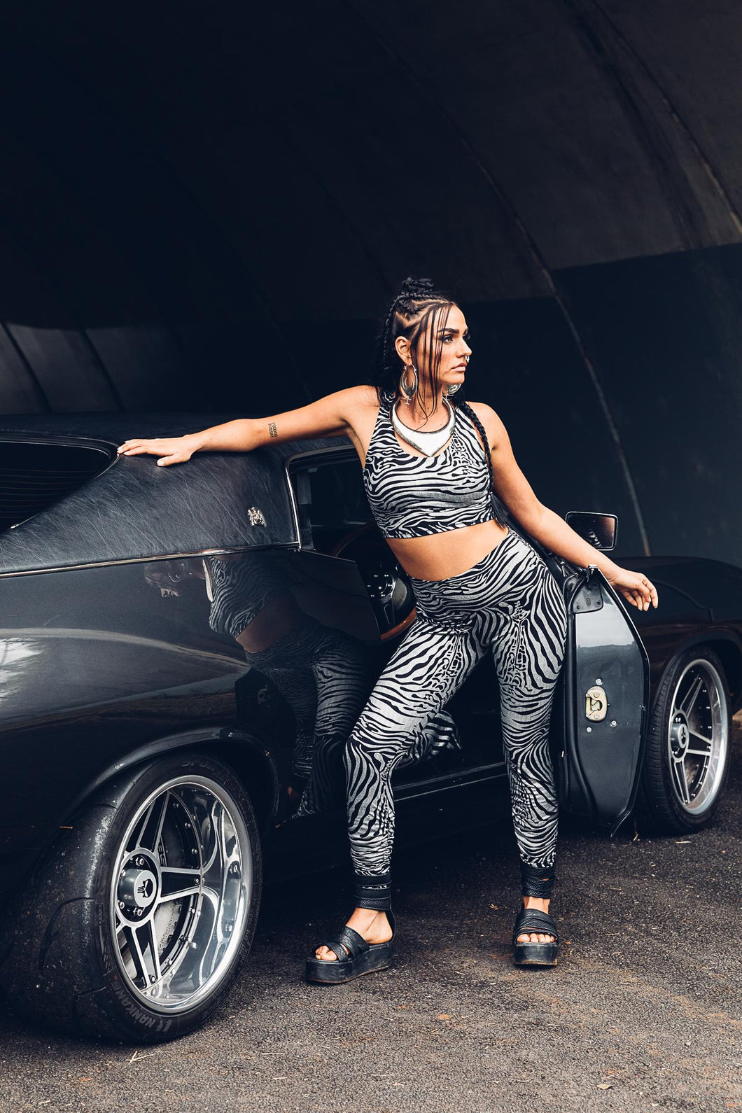 Zebra Print Organic Cotton Leggings [ Organic Cotton Tights [ Yoga Pants { Festival Leggings