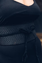 Load image into Gallery viewer, Black Leather Waist Belt [ Snake print leather belt [ Suede belt [