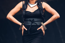 Load image into Gallery viewer, Black Leather Waist Belt [ Snake print leather belt [ Suede belt [