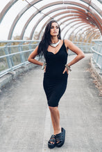 Load image into Gallery viewer, Multi Strap Leather Slide [ Flatform [ Snake Print Black Leather Flatform