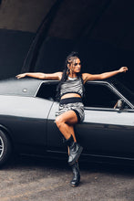 Load image into Gallery viewer, Nia Racer Top Black and White Zebra { Crop Top { Animal Print Top [ Organic Cotton Crop Top