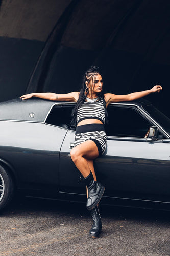 Nia Racer Top Black and White Zebra { Crop Top { Animal Print Top [ Organic Cotton Crop Top