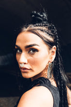 Load image into Gallery viewer, Zebra Hoops [ Silver Hoops [ Zebra Print Hoops { Large Silver Hoops