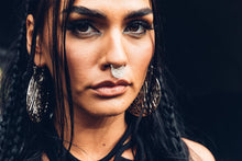 Load image into Gallery viewer, Zebra Hoops [ Silver Hoops [ Zebra Print Hoops { Large Silver Hoops