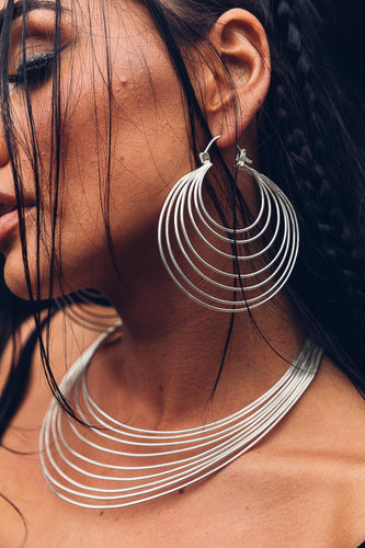 Kronos Hoop [ Silver Hoop { Large Silver Hoop [ Ringed Hoop { Big Silver Hoop