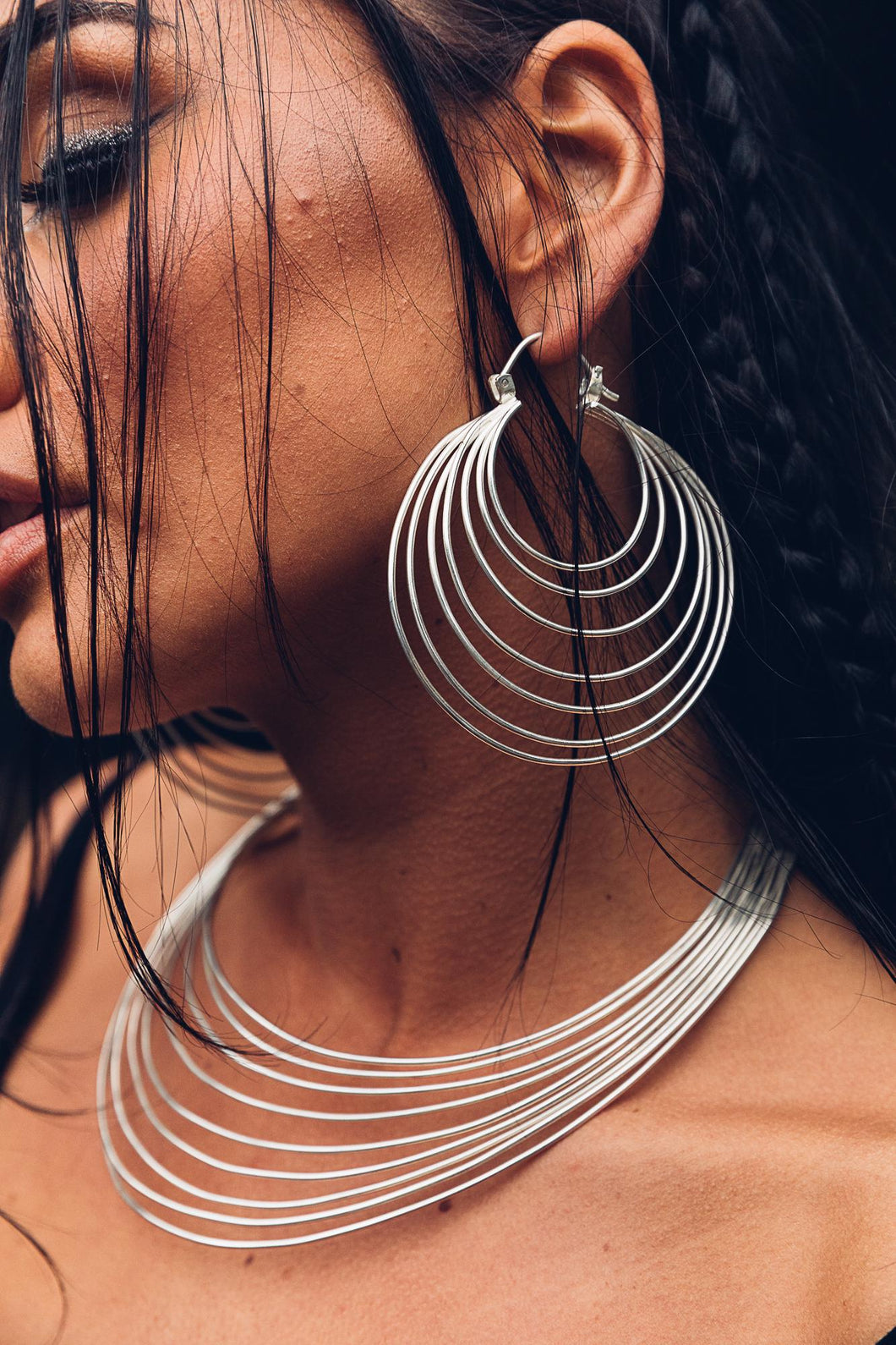 Kronos Hoop [ Silver Hoop { Large Silver Hoop [ Ringed Hoop { Big Silver Hoop