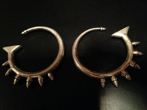 Silver plated bullet stretcher hoop earring- Stretch earring- Bullet earring - Silver hoop- Bullet hoop