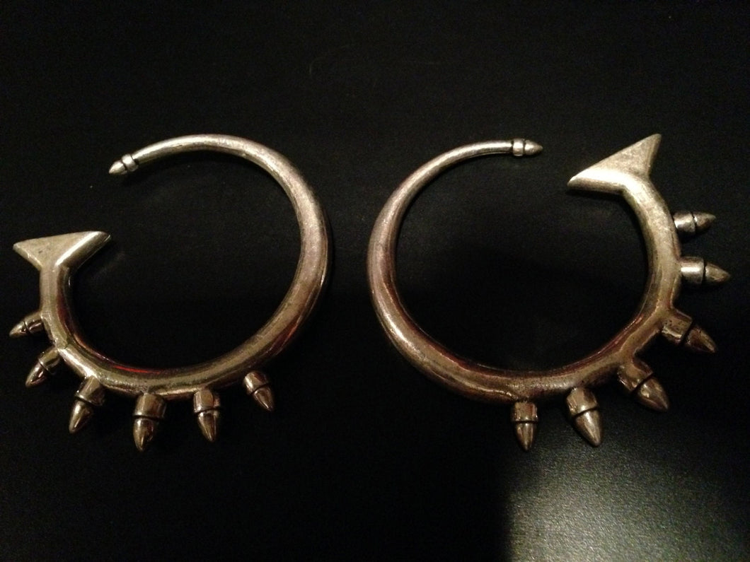 Silver plated bullet stretcher hoop earring- Stretch earring- Bullet earring - Silver hoop- Bullet hoop