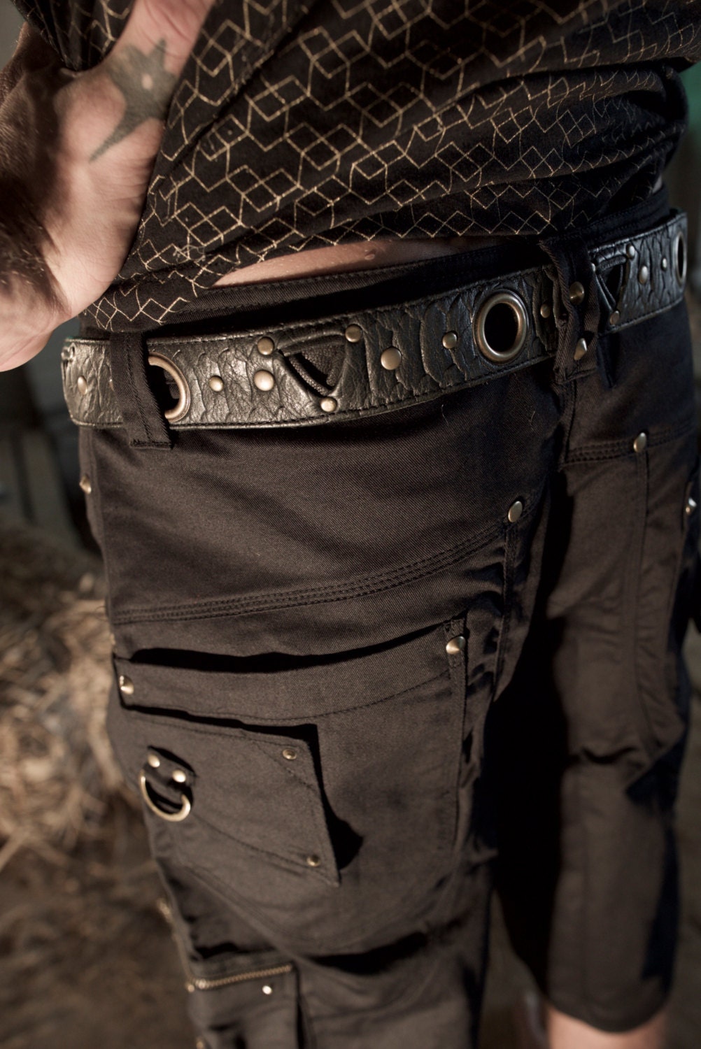 Pyramid Leather belt { Men's Leather Belt [ Leather Belt [ Studded Belt