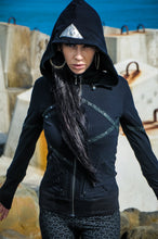Load image into Gallery viewer, Isis pyramid hoody - Short womens hoody - Black hoody - Hoody with detatchable hood and leather detailing-Punk hoody- Priestess hoody